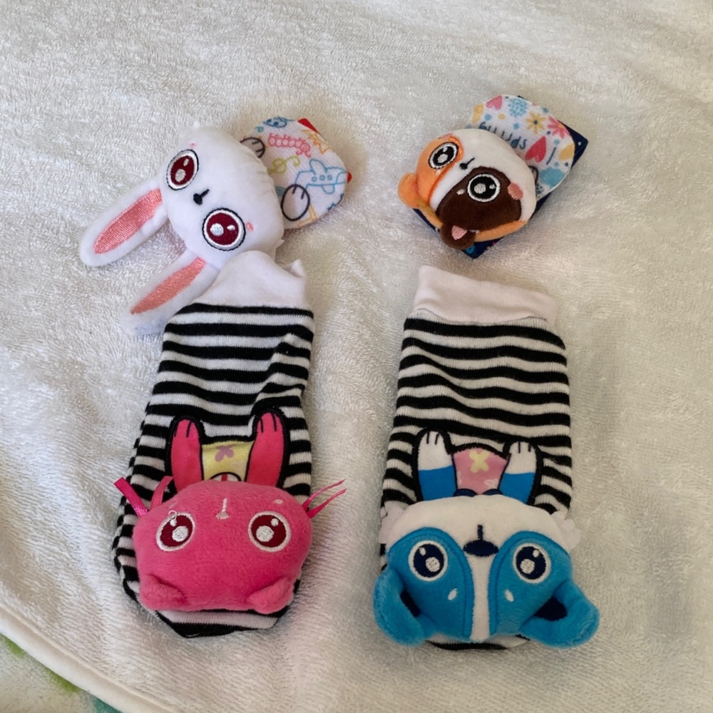 3 for $16 Cute Animal Striped Rattle Set